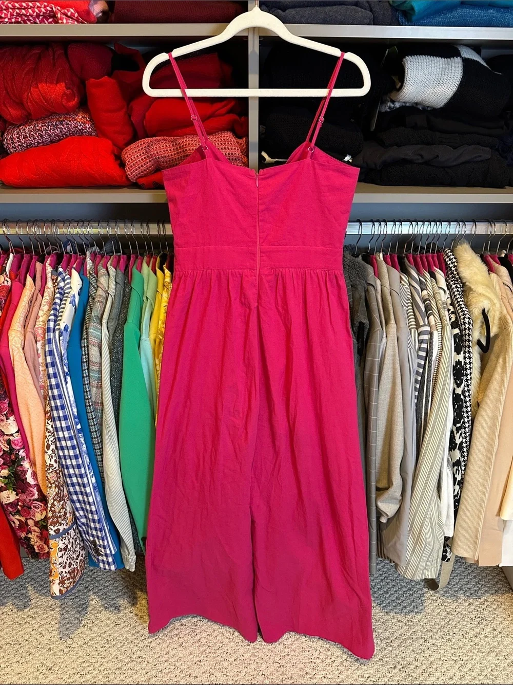 Commense pink adjustable strap back zipper closure 2 pocket jumpsuit size S